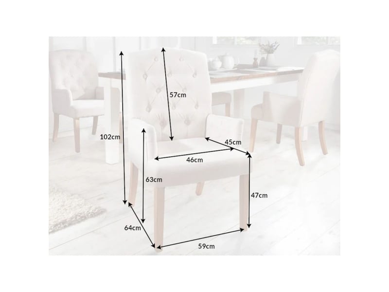  Lot de 2 fauteuils de table regina beige capitonnés – accoudoirs rembourrés et pieds en bois massif clair  - Conforama C