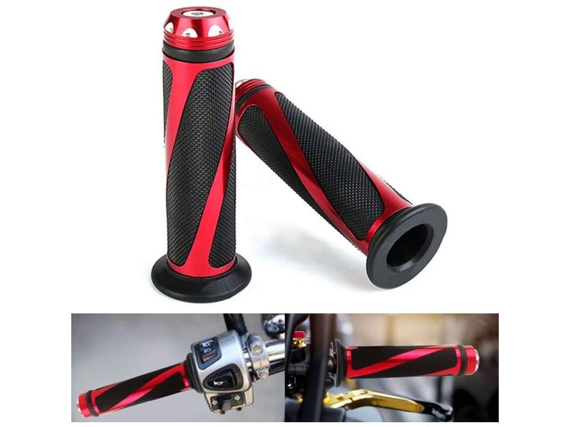  Universel poignée moto 1 paire universal 78 motorcycle caoutchouc guidon poignées (rouge)  - Conforama A
