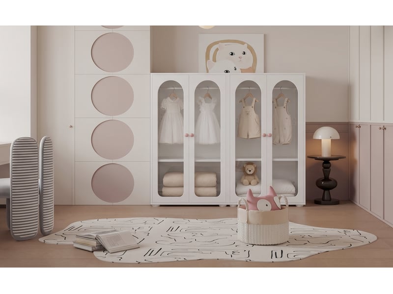  Armoire 2 portes transparentes avec penderie et étagères réglables laquée pour chambre en mdf blanc 80 × 50 × 120 cm  - Conforama D