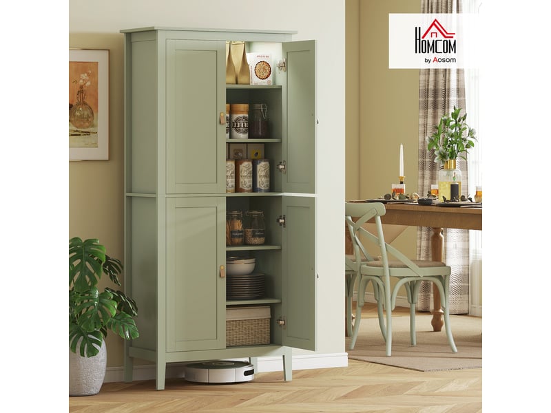  Buffet cuisine, meuble cuisine rangement haut avec led réglable et détecteur de mouvement, 80 x 40 x 176,5 cm, vert  - Conforama D