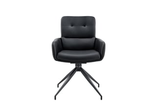2 chaises pivotantes design luxe - pu noir, pieds métal noirs, rotation 360°, salle à manger et détente