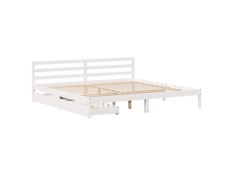 Lit double- lit adulte - cadre de lit sans matelas blanc 200x200 cm bois massif de pin - Conforama B
