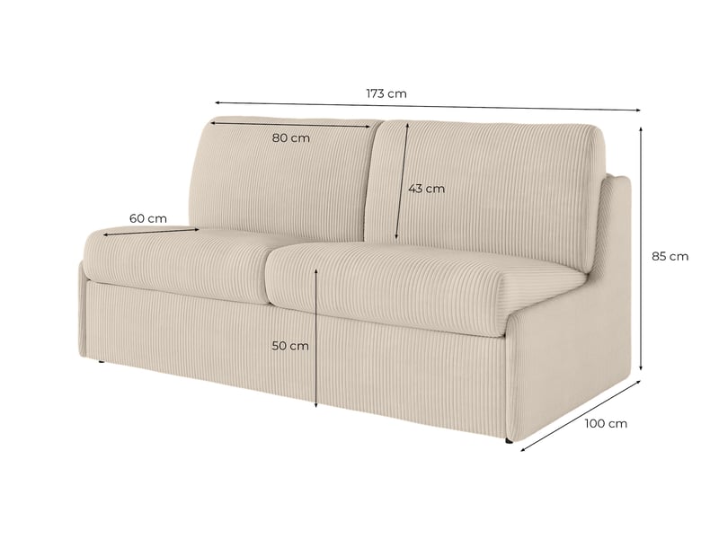 Canapé convertible express 3 pl agathe 140x190cm en velours côtelé beige - matelas 13cm AGATHE - Conforama E