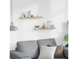 Lot de 2 étagères murales, étagères suspendues blanc et chêne sonoma 60x9x3 cm cf43098