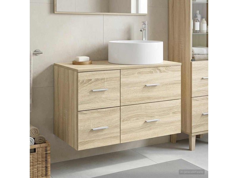  Ensemble de mobilier de salle de bain 2 pc chêne sonoma cf64126  - Conforama B