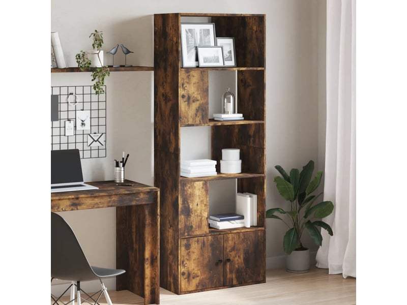  Bibliothèque, étagère de rangement chêne fumé 70x36x189 cm bois d'ingénierie  - Conforama B