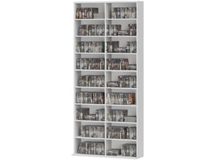 Meuble cddvdblu-ray blanc, rangement jusqu'à 640 cd, 360 dvd ou 430 blu-ray, 78,5x24x175 cm