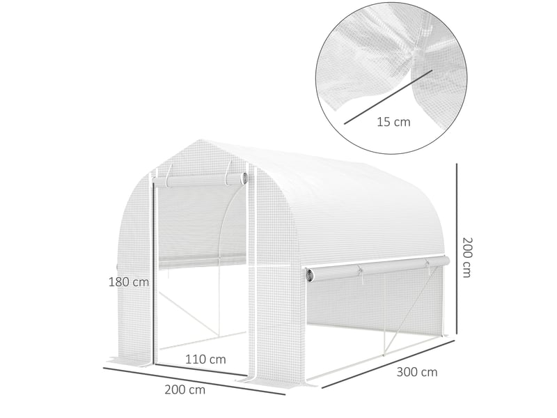  Serre tunnel 300x200x200 cm résistante aux uv métal blanc  - Conforama E