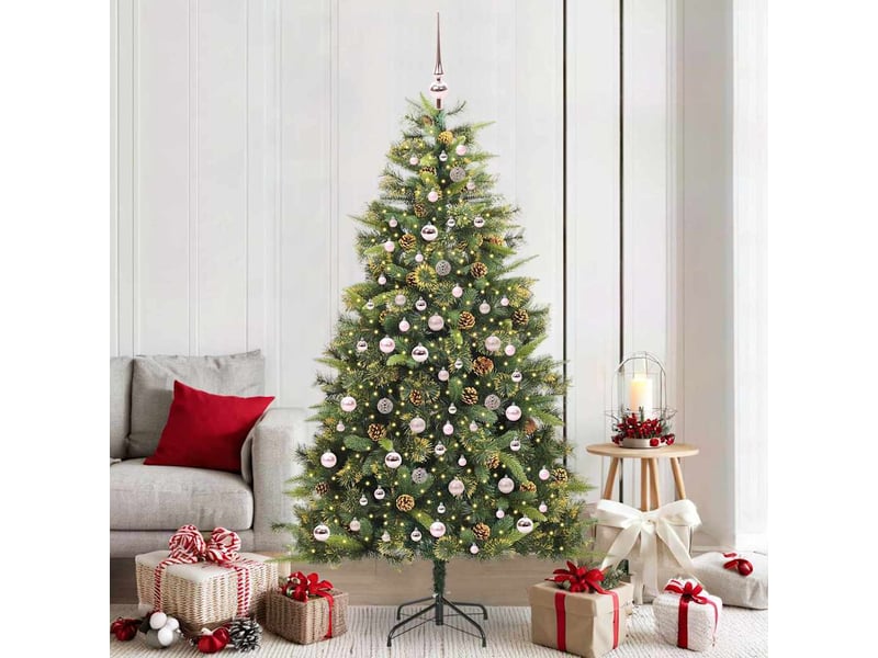  Sapin de noël - arbre de noël artificiel avec branches pliables et cônes 210 cm  - Conforama B
