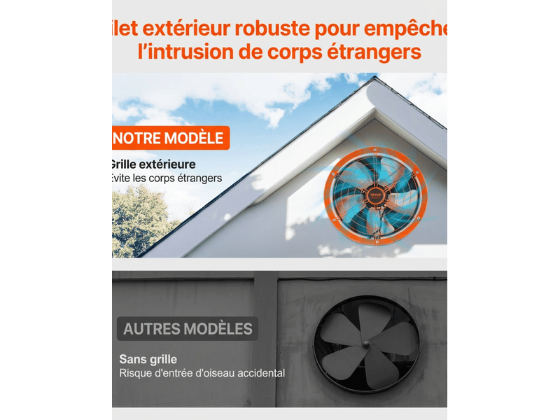  Ventilateur de grenier solaire, 14 pouces avec thermostat, 1300 cfm ventilation pour toit garage  - Conforama E