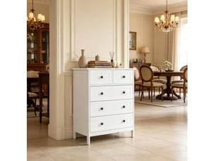 Commode 5 tiroir(s)    <strong>BEAOK</strong> <strong></strong> coloris blanc largeur 74 cm