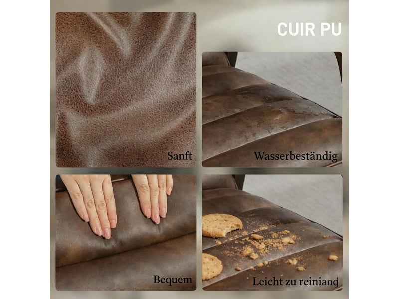  Fauteuil de salon en pu marron antique, structure en bois massif T5828P562321 - Conforama E