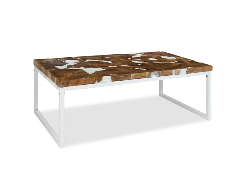  Table basse - table de salon - table à thé teck résine 110x60x40 cm  - Conforama C