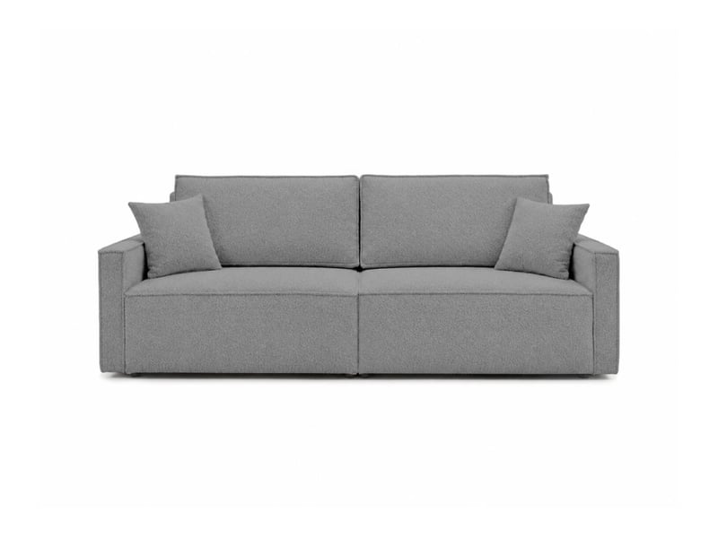  Farah - canapé droit 3 places convertible accoudoirs slim en tissu bouclettes généreuses  - Conforama E