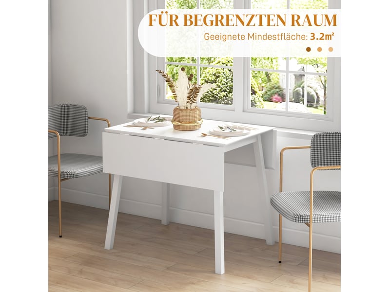 Table de salle à manger pliable 2 à 4 personnes avec deux plateaux rabattables en bois blanc 110 × 86 × 75 cm - Conforama E
