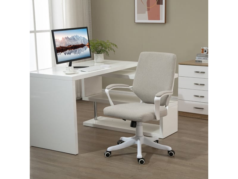  Chaise de bureau valeniel ergonomique bascule réglable beige blanc  - Conforama B