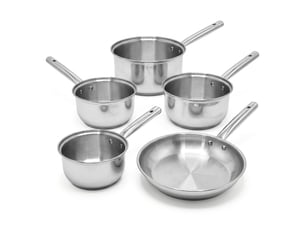 Lot de 4 casseroles 16182022 cm et poêle 28 cm en inox fackelmann rhona