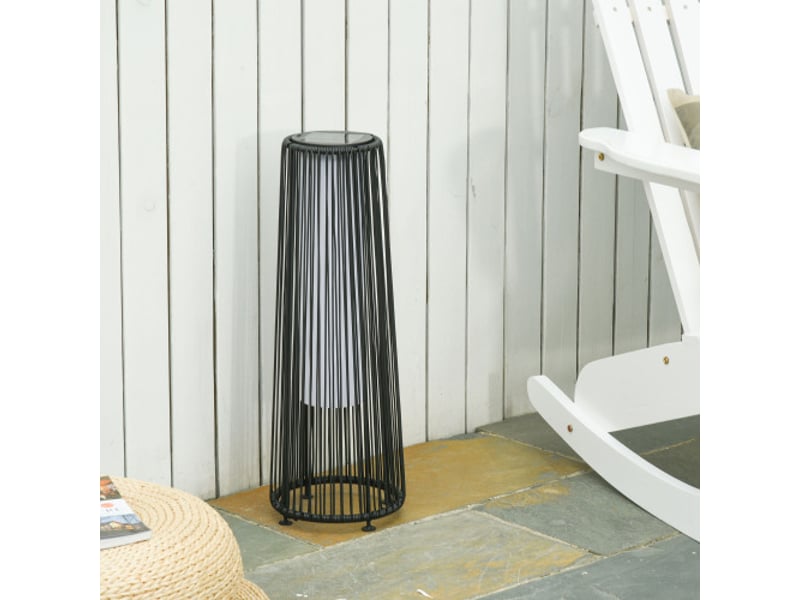  Lampe solaire de jardin led noire, capteur crépusculaire, étanche, 21,5 x 21,5 x 61 cm, allumage automatique  - Conforama B