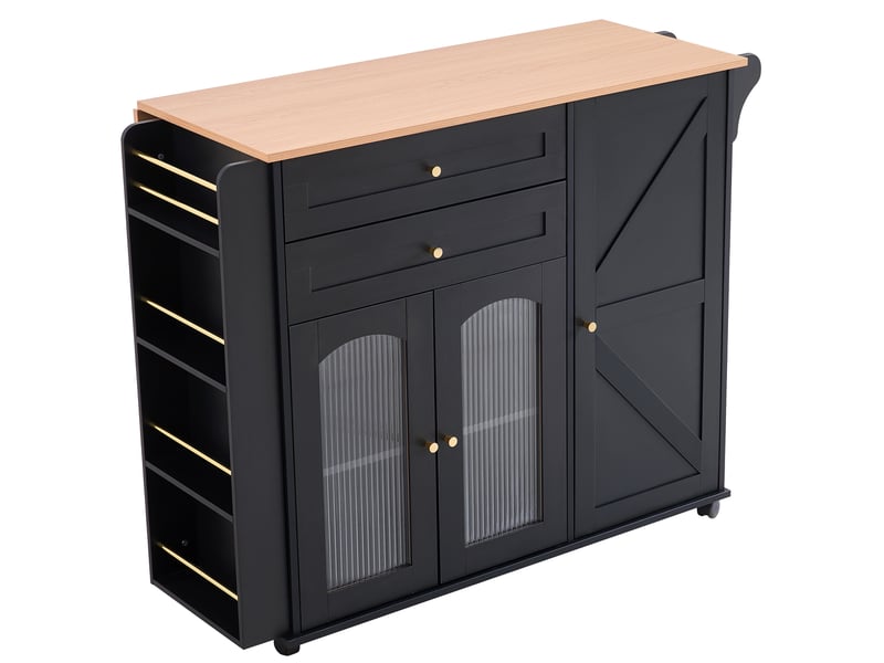  Desserte de cuisine mobile avec plan rabattable et rangement 110 cm homvra  - Conforama A