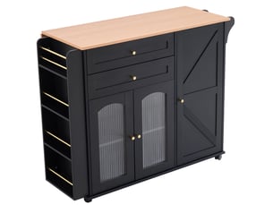 Desserte de cuisine mobile avec plan rabattable et rangement 110 cm homvra