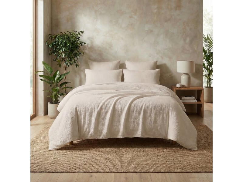  Housse de couette 240x260 cm gaze de coton iris naturel PD25001 - Conforama B