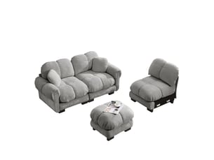 Canapé d'angle 3 places avec méridienne mobile chenille 260 x 149 x 90 cm gris clair moelleux