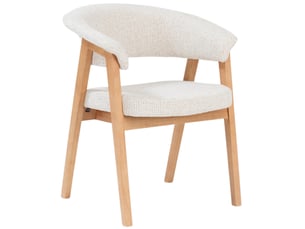 Selsey nux - chaise de salle à manger en bois avec accoudoirs - 61 cm - chenille beige clair avec pieds chêne naturel
