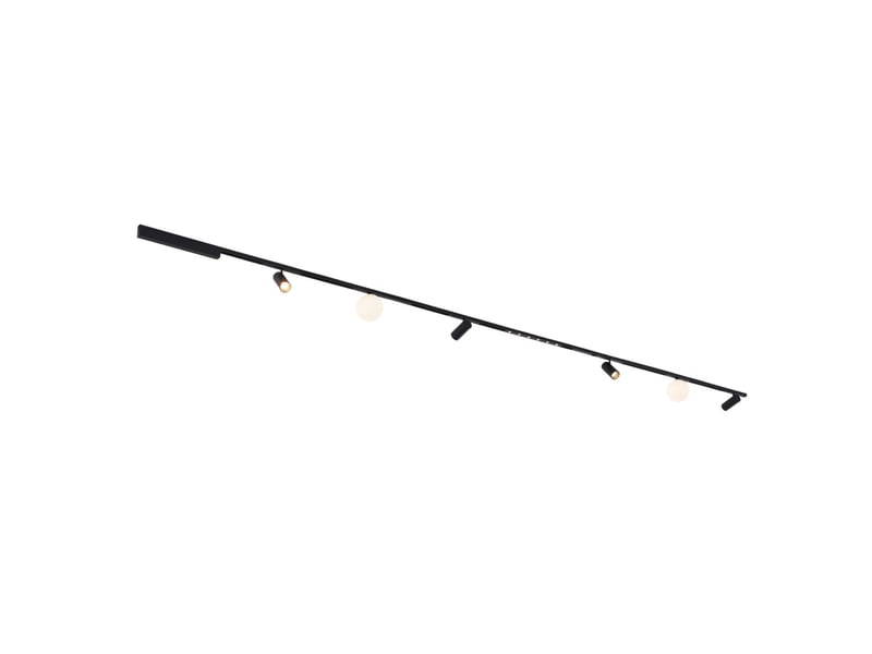 Rail magnétique 3 m noir 1 profilé 4 spots et 2 boules en verre 32w led - lyne Lyne - Conforama A