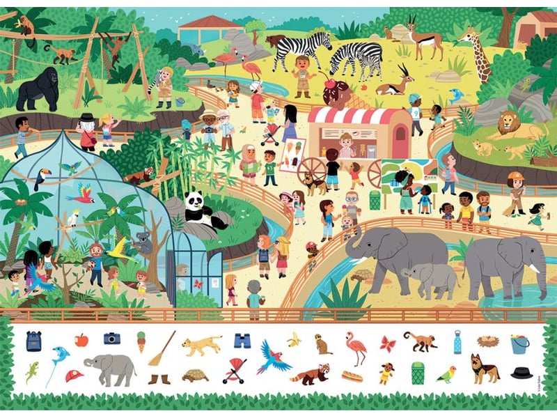  Nathan puzzle cherche et trouve 45 pieces au zoo 861521 - Conforama C