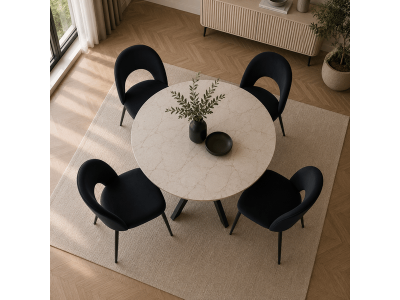  Lot de 4 chaises teddy métal noir velours - noir  - Conforama E