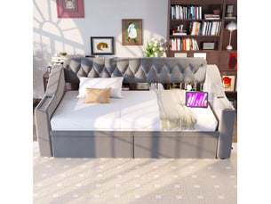 Lit simple 90x190 cm OKWISH coloris gris
