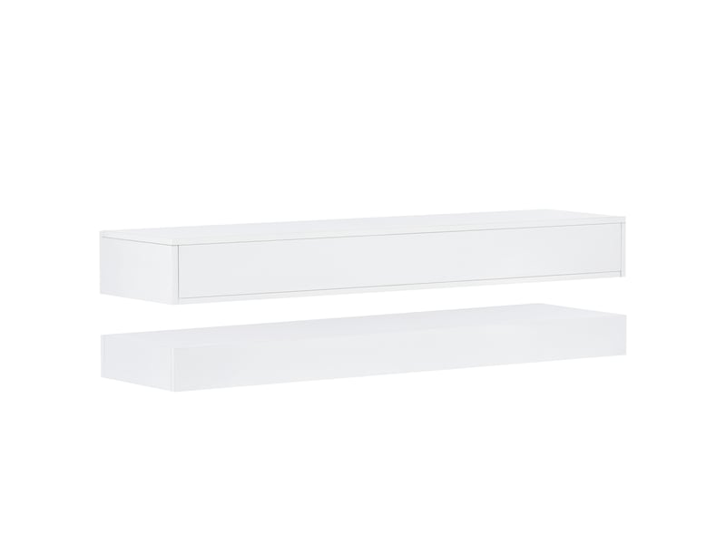 Meuble tv mural blanc avec 4 tiroirs et éclairage led - Conforama D