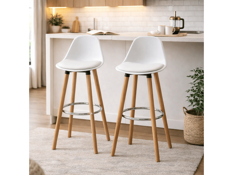  Lot de 2 tabourets de bar – assise rembourrée – style moderne  - Conforama B