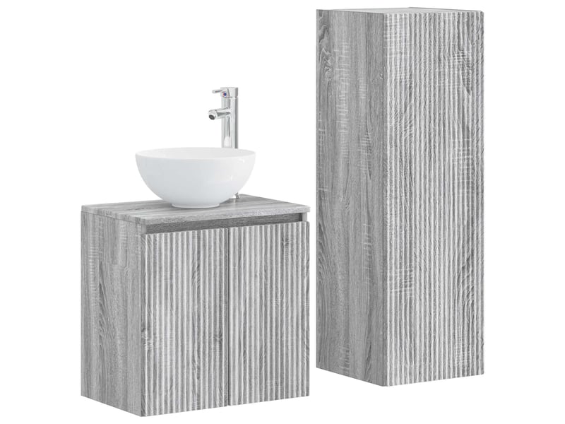  Ensemble de mobilier de salle de bain 2 pcs sonoma gris shl7764  - Conforama A