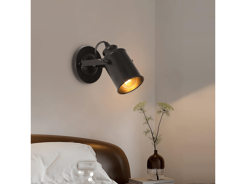  Réglable spot led lampe murale rétro industrielle e27, luminaire mural interieur en métal pour salon chambre restaurant cuisine, 60 w, noir  - Conforama B