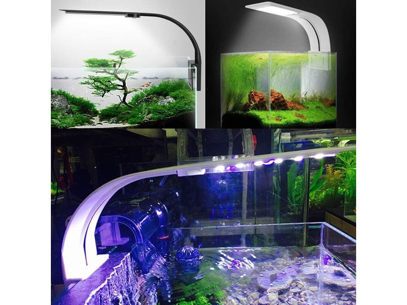  Lumiere aquarium lampe led eclairage blanc et bleu nano à clip pour poisson plantes 23-50 cm  - Conforama E