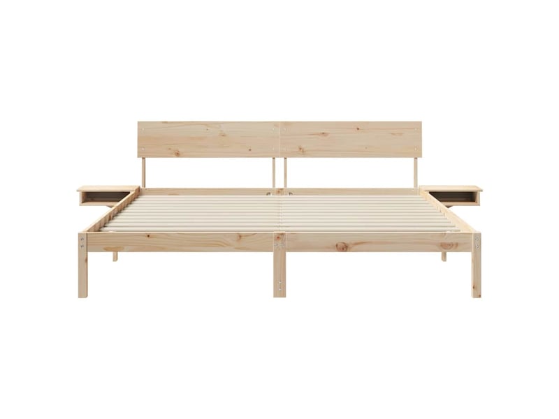  Lit double- lit adulte -  cadre de lit avec tête de lit marron 200 x 200 cm pin massif  - Conforama D