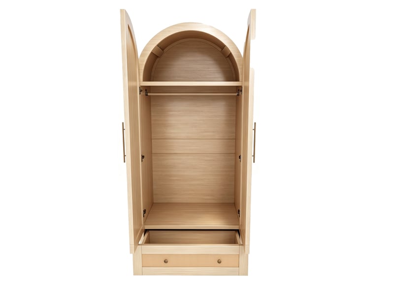  Armoire penderie 2 portes 70x55x170 cm - rangement avec tiroirs et étagères - effet rotin - bois naturel  - Conforama R