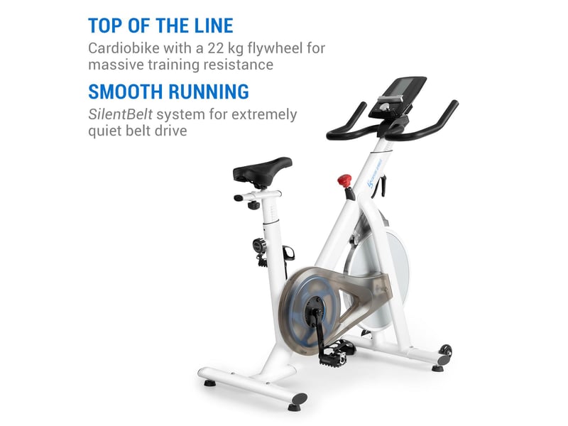 Vélo d'appartement - capital sports evo race - cardio training - volant d'inertie 22 kg - blanc  - Conforama D