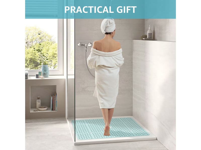  Tapis de douche en tpe à ventouses - 27 x 27 pouces - bleu pastel  - Conforama D