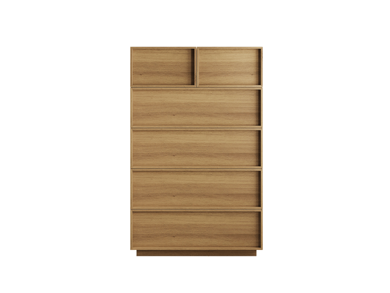  Commode 6 tiroirs avec rangement pour chambre en mdf et panneaux de particules 80×48×127 cm chêne  - Conforama A
