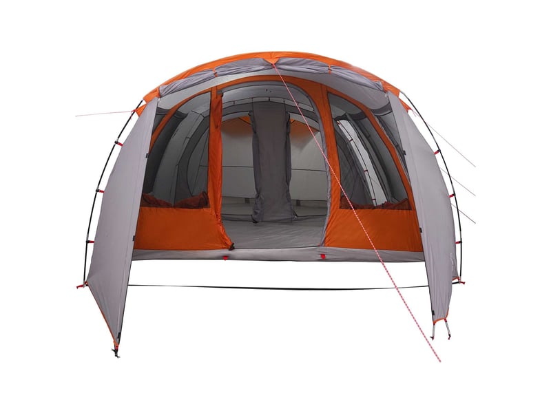  Tente tunnel, tente de camping gris et orange 675x392x210 cm  - Conforama D