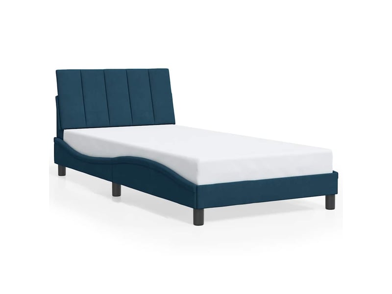  Lit simple- lit adulte -  cadre de lit avec led sans matelas hanko bleu 100x200 cm velours  - Conforama D