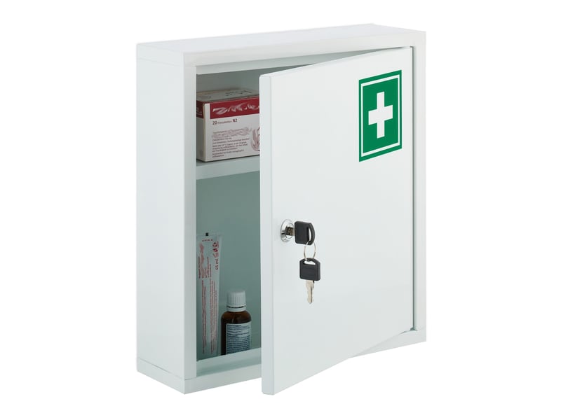  Armoire à pharmacie murale verrouillable sécurité enfants 60 x 30 x 20 cm en métal blanc 13_0013802  - Conforama A