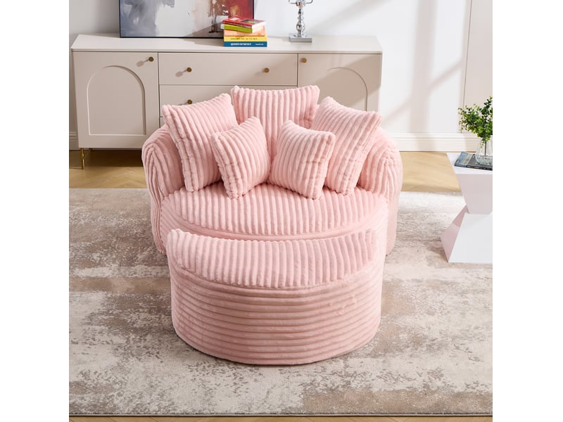  Fauteuil relax 168x123x63 cm avec repose-pieds coloris rose  - Conforama D