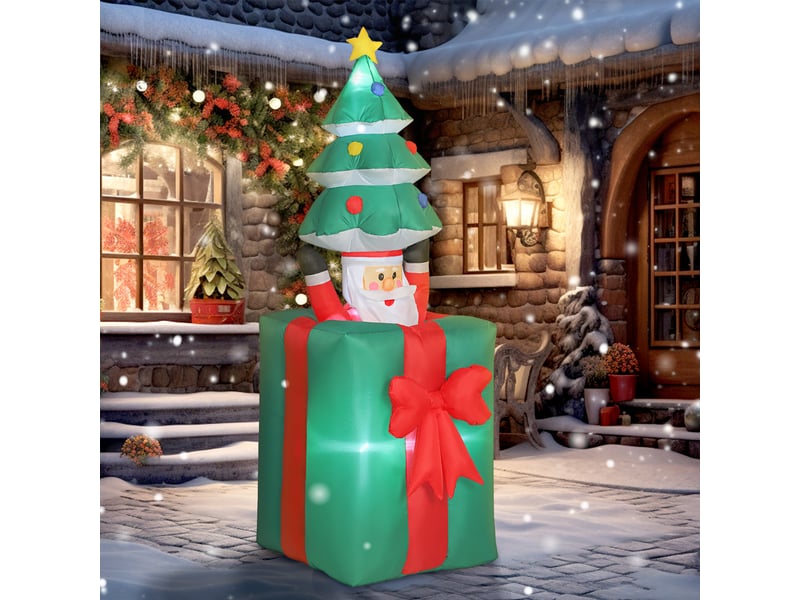  Décoration de noël gonflable avec lumières led, en polyester, pour une utilisation intérieure et extérieure, rouge et verte  - Conforama D