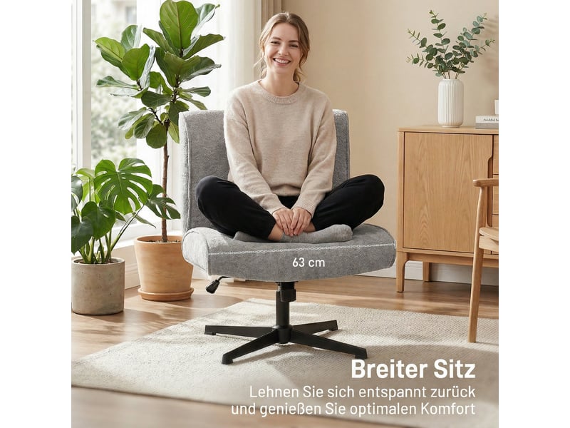  Fauteuil pivotant réglable en hauteur velours gris 75 x 63 x 90 cm  - Conforama E