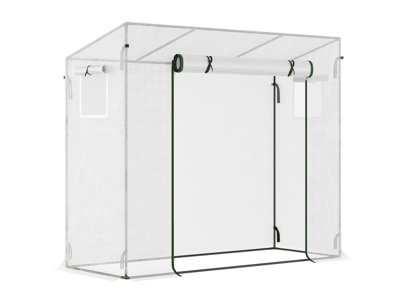 Serre de jardin 200x76x168 cm porte enroulable métal blanche - Conforama A