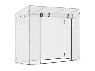Serre de jardin 200x76x168 cm porte enroulable métal blanche