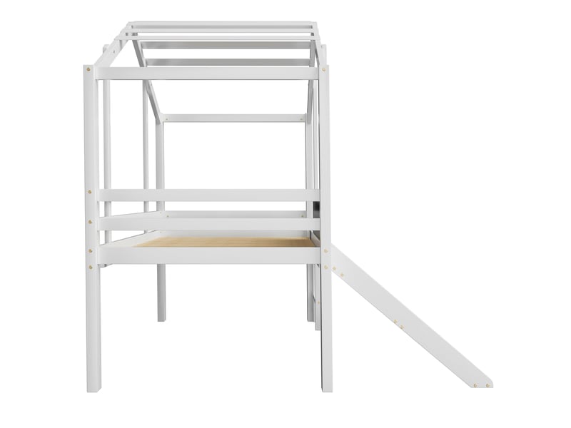 Lit mezzanine enfant lit simple avec toboggan, échelle, tableau et barrières, 200x90 cm, sans matelas - Conforama E